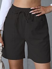 cheap Bermuda Shorts-Women's Bermuda shorts Shorts Summer Shorts Beach Shorts Vacation Fashion Casual Daily Knee Length High Waist Solid Color Plain Drawstring Pocket Elastic Waistband Comfort Soft Breathable