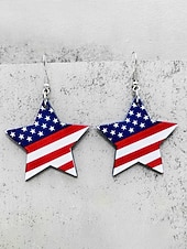 cheap Accessories-Women's Acrylic Patriotic Dangle Earrings, Multi-Style Sunflower, Star and Heart American Flag Earrings for USA 250th Anniversary, Independence Day, Casual Wear, Travel and Vacation Styling