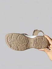 economico Sandali Comodi-sandali da passeggio leggeri da donna grigi, comodi sandali sportivi con cinturino regolabile per escursionismo, viaggi, spiaggia &amp;abbigliamento estivo quotidiano