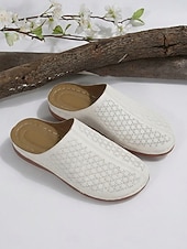 cheap Women's Clogs &amp; Mules-Women's Beige Slip-On Perforated Loafers – Comfortable Summer Shoes for Casual, Travel and Everyday Wear