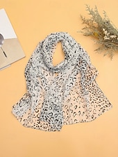 baratos Acessórios de férias-Lenço feminino de chiffon leve estilo boêmio, estampa de leopardo, várias cores, ideal para uso diário, férias e viagens.