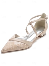 billige Mor til bruden/groom-Dame marineblå flate sko med spiss tå og kryssremmer, elegante sko til brudens mor til hagebryllup, komfortable flate sko til utendørs bruk