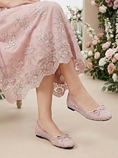 voordelige Moeder van de Bruid/De Bruidegom-Dames ballerina's van roze kant, elegante geborduurde instapschoenen voor de moeder van de bruid, tuinbruiloft &amp;formele dag evenementen