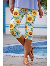 preiswerte -Damen Chinos Leggings Urlaub Streetwear Lässig Capris Hohe Taille Blumen Grafik Drucken Komfort Weich Bequem Hohe Elastizität Täglich Outdoor Urlaub Blau Hellgelb Hellrosa Sommer Frühling Herbst