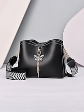 baratos Malas com Alça-Bolsa transversal feminina em couro sintético com alça ajustável, pingente de borboleta, bolsa casual chique multicolorida para uso diário, deslocamento para o trabalho e passeios de férias.