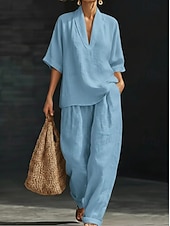  Dámské Sady bavlněného prádla Poloviční rukáv Do V Bez vzoru prázdniny Denní Ležérní Denní Vodní modrá Černá Bílá Jaro léto