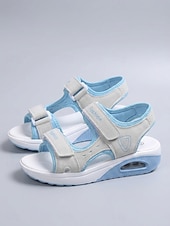 levne Sportovní sandály-Dámské pohodlné sandály na suchý zip – prodyšné bílo-modré sportovní boty se vzduchovým polštářem pro chůzi, cestování a každodenní nošení