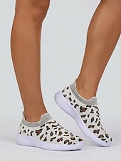  Γυναικεία Causal Καθημερινά Εσωτερικό Επίπεδο Τακούνι Στρογγυλή Μύτη Αθλητικό Καθημερινό Ανατομικό Φουσκωτό πηνίο Μοκασίνια Λεοπαρδαλί Βαθυγάλαζο