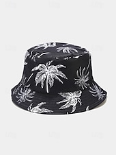 abordables Chapeaux pour hommes-Bob réversible pour homme en polyester, chapeau de soleil à imprimé palmiers multicolores, casquette de pêcheur tropicale décontractée idéale au quotidien, en voyage, en vacances et en séjour balnéaire.