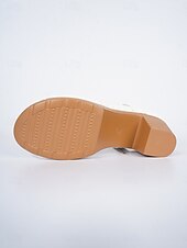 abordables Sandales à talons-Sandales blanches à talons carrés ajourées pour femmes – chaussures d'été élégantes pour une tenue décontractée, une garden-party, un rendez-vous ou au quotidien.