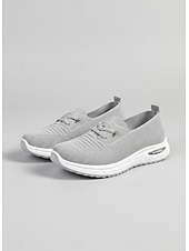 voordelige Damessneakers-Grijze instapsneakers voor dames met luchtkussenzool – lichtgewicht en ademende schoenen voor wandelen, reizen en vrijetijdskleding