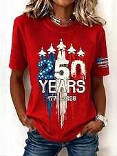 billige Uavhengighetsdag Topp-Uavhengighetsdag Amerikansk Jubileum Patriotisk Dame T-skjorte Grafisk Nasjonalflagg Vintage Stilfull Klassisk Kortermet Crew Neck Vanlige Topper Daglig Helg Print Svart Sommer Vår