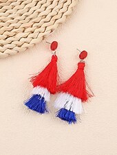  Женские серьги с полиэстеровыми кисточками, в разных стилях, в цветах американского флага (красный, белый и синий), патриотические украшения, идеально подходят для 250-летия США, Дня независимости и повседневной носки.