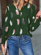 billiga T-shirts-Dam T-shirt Blus Grafisk Mode Stylish Klassisk Långärmad V-hals Vanliga toppar Dagligen Utekväll Helgen Svart Vit Rodnande Rosa Grön Ljusblå Sommar Vår Höst