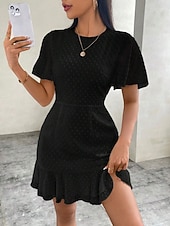 cheap White Casual Dresses-Women's Mini Dress White Dress Casual Dress Elegant Fashion Modern Outdoor Vacation Going out Regular Fit Plain Short Sleeve Crew Neck Black White Green Summer Spring