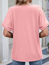 お買い得  プレーンTシャツ-女性用 Tシャツ ティートップ 平織り ファッション スタイリッシュ クラシック 半袖 Ｖネック レギュラートップス 日常 お出かけ 週末 ブラック ホワイト ピンク ワイン ネイビーブルー 夏 春