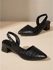 economico décolleté con cinturino-décolleté da donna con cinturino posteriore in coccodrillo goffrato marrone - eleganti tacchi a blocco con punta affilata e cinturino regolabile per lavoro d'ufficio, business casual &amp;abbigliamento