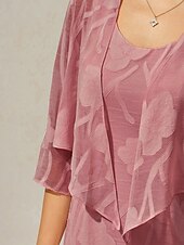  Women's Shrugs Lace Illusion Floral Graphic Elegant Crew Neck Regular Tops Daily Wedding Guest Vacation Wear Dusty Rose Summer Spring