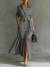 economico Abito a Strisce e Geometrico-Per donna Abito Midi Vestito Estivo Abito a trapezio Abito Estivo Abito aderente Vacanza Festa Compleanno Quotidiano Ufficio Feste Vestibilità comoda Grafico Manica Corta Bavero Blu Nero Rosa Cammello