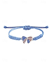 cheap Accessories-Unisex Alloy &amp; Polyester Adjustable USA Flag Bracelet, Multi-Color Patriotic Charm Rope Bracelet for America 250th Anniversary, Independence Day, Casual Wear, Travel and Vacation Styling