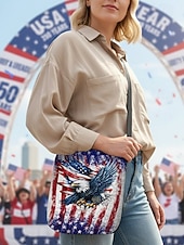  Dameveske i polyester med justerbar stropp, dristig ørn- og amerikansk flaggtrykk, perfekt for USAs 250-årsjubileum, uavhengighetsdagen og hverdagsbruk