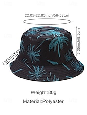 abordables Chapeaux pour hommes-Bob réversible pour homme en polyester, chapeau de soleil à imprimé palmiers multicolores, casquette de pêcheur tropicale décontractée idéale au quotidien, en voyage, en vacances et en séjour balnéaire.