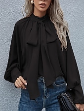 Χαμηλού Κόστους Μπλούζες &amp;amp; Πουκάμισα-Γυναικεία Πουκάμισο Μπλούζα Μπλούζες σιφόν Σουρωτά Κουρελού Σκέτο Κομψό Διακοπές Στυλάτο Μακρυμάνικο Ζιβάγκο Κανονικά μπλουζάκια Καθημερινά Γραφείο Αργίες Θαλασσί Μαύρο Ανθισμένο Ροζ Κρασί Πορτοκαλί