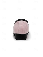 tanie Loafery-Męskie jasnoróżowe mokasyny z wytłoczonym wzorem krokodyla, minimalistyczny, wsuwany design, wyrafinowany, elegancki styl, idealne na wesela i formalne wyjścia