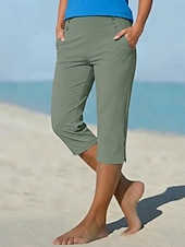 preiswerte Einfarbige Leggings-Damen Caprihose Stoffhosen Gemütliche Leggings Urlaub Basic Lässig Wadenlang Natürliche Taille Einfach Seitentaschen Geteilt Bequem Komfort Atmungsaktiv Hohe Elastizität Urlaub Yoga Straße Navy-Blau