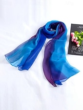 billige Ferietilbehør-Dameskjerf i bohemsk gradientstil i chiffong, flerfarget, lett polyestersjal for fritidsbruk, reise, ferie, strand og resortstil