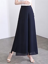economico gamba larga e vita alta-Per donna Gamba larga Chinos Elegante Moda Streetwear Lunghezza al polpaccio Vita Alta Semplice Comodo Comodità Morbido Micro-elastico All'aperto Vacanza Streetwear Verde mela Vinaccia blu navy Nero