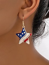 ieftine Accesorii-Set colier și cercei din aliaj pentru femei, modele cu inimioare și stele în mai multe stiluri, bijuterii patriotice, perfecte pentru aniversarea a 250 de ani de la SUA, Ziua Independenței și ținute casual de zi cu zi.