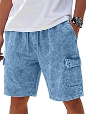 economico Pantaloncini casual-Shorts SoftFade™ da uomo pantaloni cargo pantaloni corti casual pantaloni corti lavati in acido con cordino vita elastica multi tasche comfort semplice traspirante lunghezza ginocchio streetwear