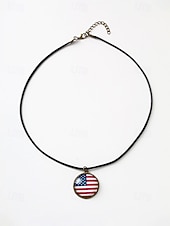  Męski naszyjnik z wisiorkiem w kształcie amerykańskiej flagi, ze stopu metali i akrylu, w stylu patriotycznym, idealny na 250. rocznicę Stanów Zjednoczonych, Dzień Niepodległości, do noszenia na co dzień i na świeżym powietrzu