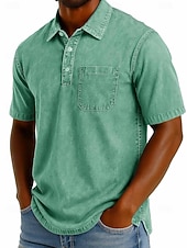 halpa Miesten klassinen poolopaita-SoftFade™ Miesten Polo-Paidat 100% Puuvillaa Happopesu Paita Rentoa Lomaa Kauluskaveri Lyhythihainen Muoti Perus Yksinkertainen Vintage Haalistunut Kesä Kevät Normaalimallinen Musta Vaaleanvihreä