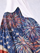 tanie Spodnie Dnia Niepodległości-Damskie Spódnica wakacyjna Elegancja Moda Codzienny Maxi Wysoka talia Spódnice Graficzny Kieszeń Nadruk Średnio elastyczny Codzienny Urlop Niebieski Czerwony Lato