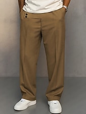 ieftine Pantaloni de rochie-Bărbați Pantaloni Costume Buzunar Nasturi Simplu Confort Respirabil Lungime totală Casual Zilnic Casă Vacanță Modă Negru Kaki Inelastic