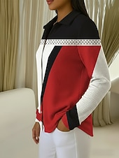  Femmes Chemise gaufrée Chemisier Boutons Imprimé Géométrique Vacances Quotidien Élégant manche longue Col de chemise Hauts Réguliers Quotidien Extérieur Fête Bleu Blanche Violet Orange Vert Ét
