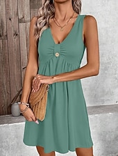economico Vestito bianco-Per donna Mini Abito Abito a trapezio Abito Estivo Casual Quotidiano Vestibilità regolare Semplice Senza Maniche Scollo a V Blu Nero Verde Grigio Estate