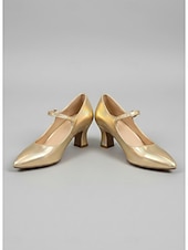 זול ויקטוריאני ואדוארדיאני-נעלי מרי ג'יין בצבע ויקטוריאני רטרו זהב לנשים - עקבים אלגנטיים עם חריצים מחודדים וגימור מטאלי &amp;רצועת קרסול למסיבות וינטג', חתונות &amp;תלבושות רוקוקו