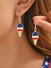  Zestaw patriotycznych kolczyków dla kobiet ze stopu metali, wielostylowe wiszące kolczyki z flagą USA na 250. rocznicę USA, Dzień Niepodległości i na co dzień
