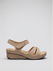 Недорогие Сандалии на танкетке-женские босоножки на танкетке с регулируемыми ремешками-липучками – удобная летняя обувь для прогулок и повседневной носки