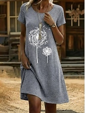  Γυναικεία Μίνι φόρεμα Καθημερινό φόρεμα Κοντομάνικο φόρεμα Floral φόρεμα Μοντέρνα Καθημερινά ΕΞΩΤΕΡΙΚΟΥ ΧΩΡΟΥ Διακοπές Κανονικό Γραφική Γεωμετρικό Κοντομάνικο Στρογγυλή Ψηλή Λαιμόκοψη