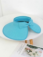 abordables Accesorios de vacaciones-Sombrero de paja con ala ancha para mujer, plegable, abierto en la parte superior, varios colores, ligero, ideal para playa, viajes, uso casual, vacaciones y actividades al aire libre.