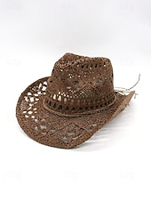Χαμηλού Κόστους Ανδρικά καπέλα-Ανδρικό ψάθινο καουμπόικο καπέλο western σε πολλά χρώματα, υφαντό καλοκαιρινό καπέλο ηλίου για διακοπές στην παραλία, ρούχα western στυλ, ρούχα σε θέρετρα και καλοκαιρινά πάρτι