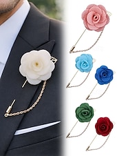 abordables Boda ACC-Pin de solapa con flor de poliéster elegante para hombre: múltiples opciones de color, elegante y moderno, perfecto para bodas y fiestas.