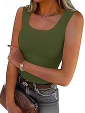 preiswerte Einfacher Tank-Damen Camisole-Tanktop Strick Einfarbig Täglich Stilvoll Lässig Ärmellos U-Ausschnitt Normale Oberteile Täglich Blau Schwarz Weiß Rosa Armeegrün Sommer Frühling