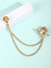 economico Matrimonio ACC-Spilla da bavero da uomo in lega con rosa e catena, accessorio per abiti da sposa e da festa, vari colori, elegante spilla floreale per occasioni formali