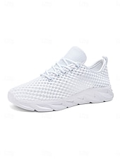 economico Sneakers da donna-scarpe da corsa da donna in rete traspirante bianca, scarpe da passeggio leggere con lacci per jogging, viaggi, palestra &amp;comfort quotidiano