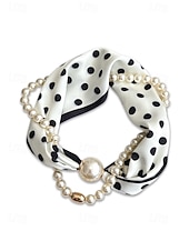 preiswerte Urlaubszubehör-Magnetische Schal-Halskette aus Polyester und Kunstperlen für Damen, modisches, mehrfarbiges Design, geeignet für Alltag, Reisen und Urlaub